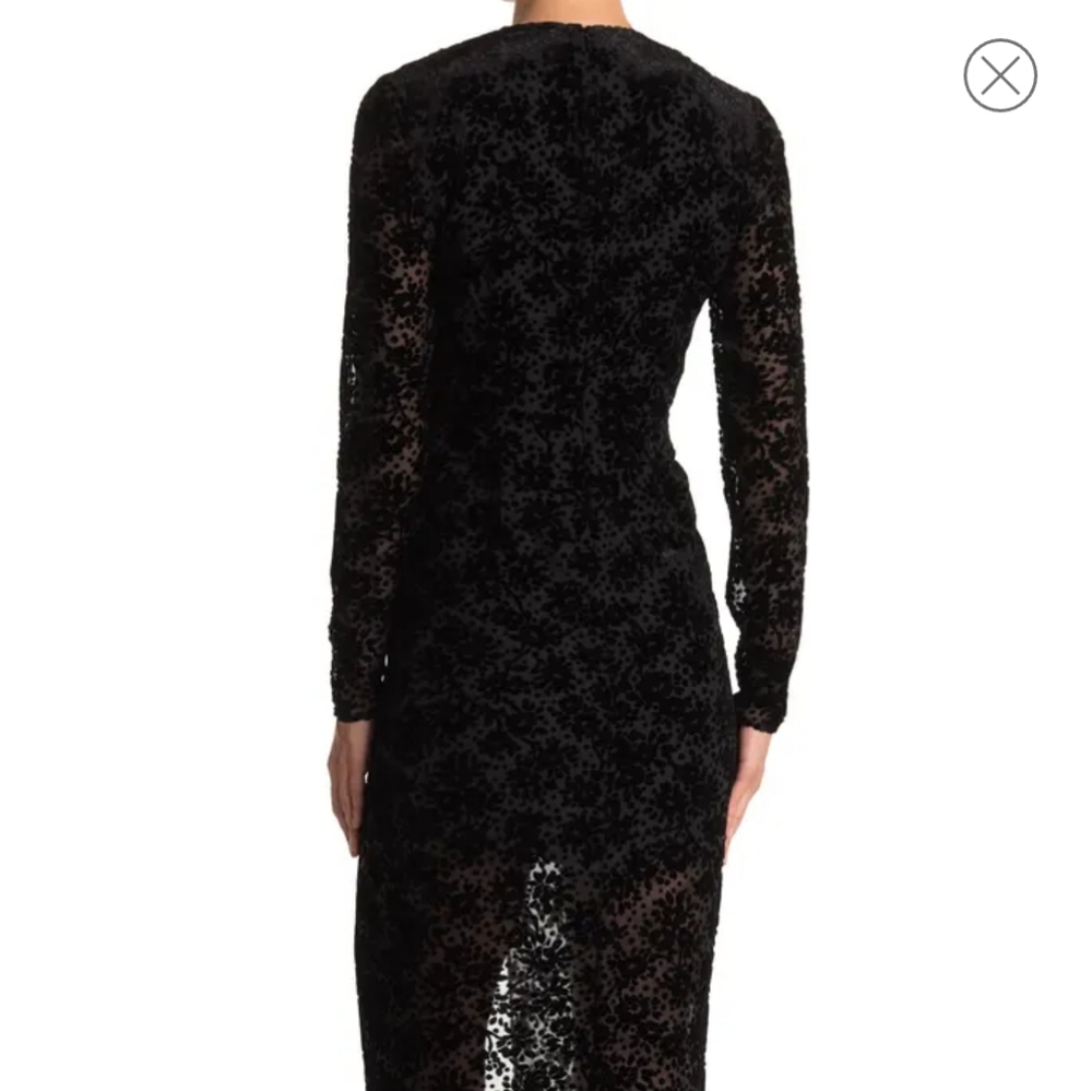 NWT Veronica Beard Velvet V Neck Plunging Lace Floral Print Slit Maxi Dress Gown - Picture 11 of 12